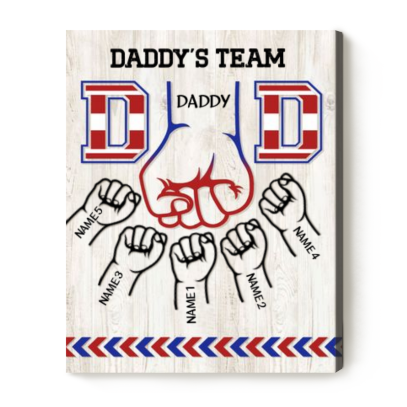 Hockey Dad Father's Day Gift, Custom Fist Bump Hockey Dad Sign With Kid Names, Gifts For Ice Hockey Dad, Hockey Daddy's Team Gifts