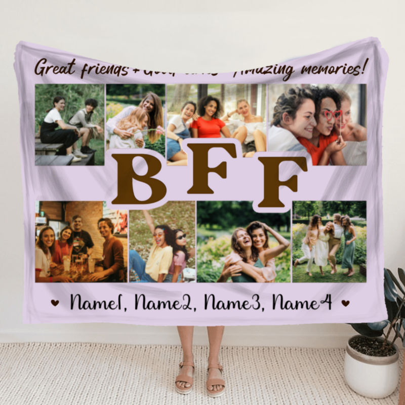 Personalized Best Friend Photo Blanket, BFF Blanket, Christmas Gift for Friend, Best Friend Birthday Gift for Her, Friendship Gift for Bestie