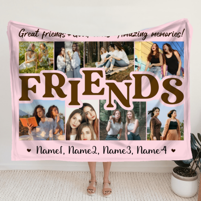 Friends Personalized Photo Collage Blanket, Friendship Christmas Gift, Gift For Best Friend Birthday, Best Friend Blanket