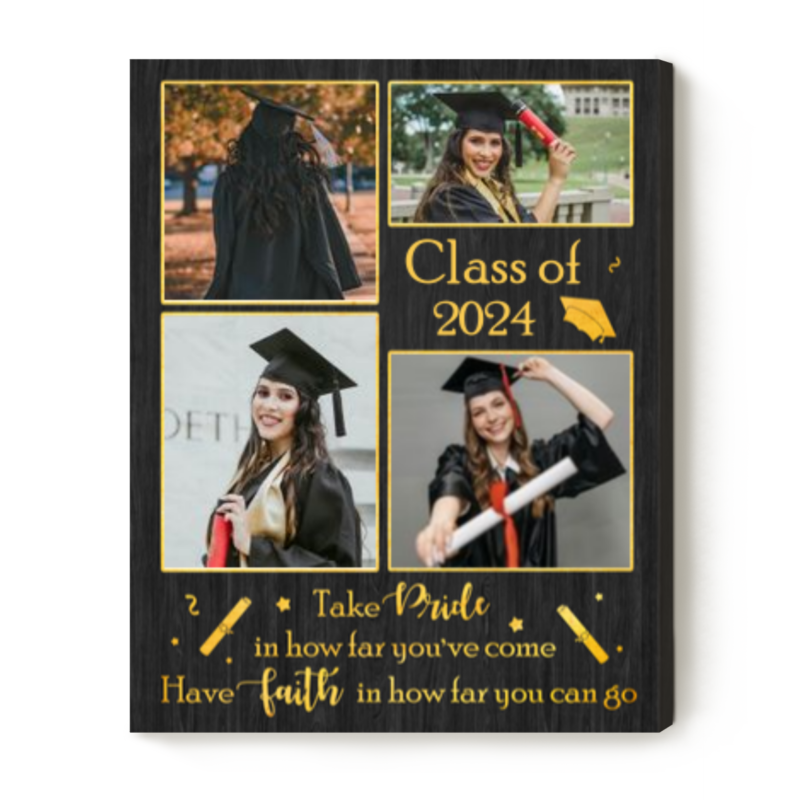 Personalized Graduation Canvas Print, Grad Photo Collage Gift, Graduation Gifts For Class of 2026