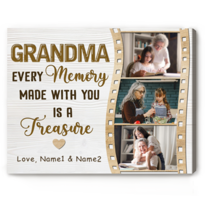 Personalized Grandma Film Strip Memories Made Photo Canvas, Custom Grandmother Gift From Grandkids, Grandma Every Memories Made With You Is A Treasure
