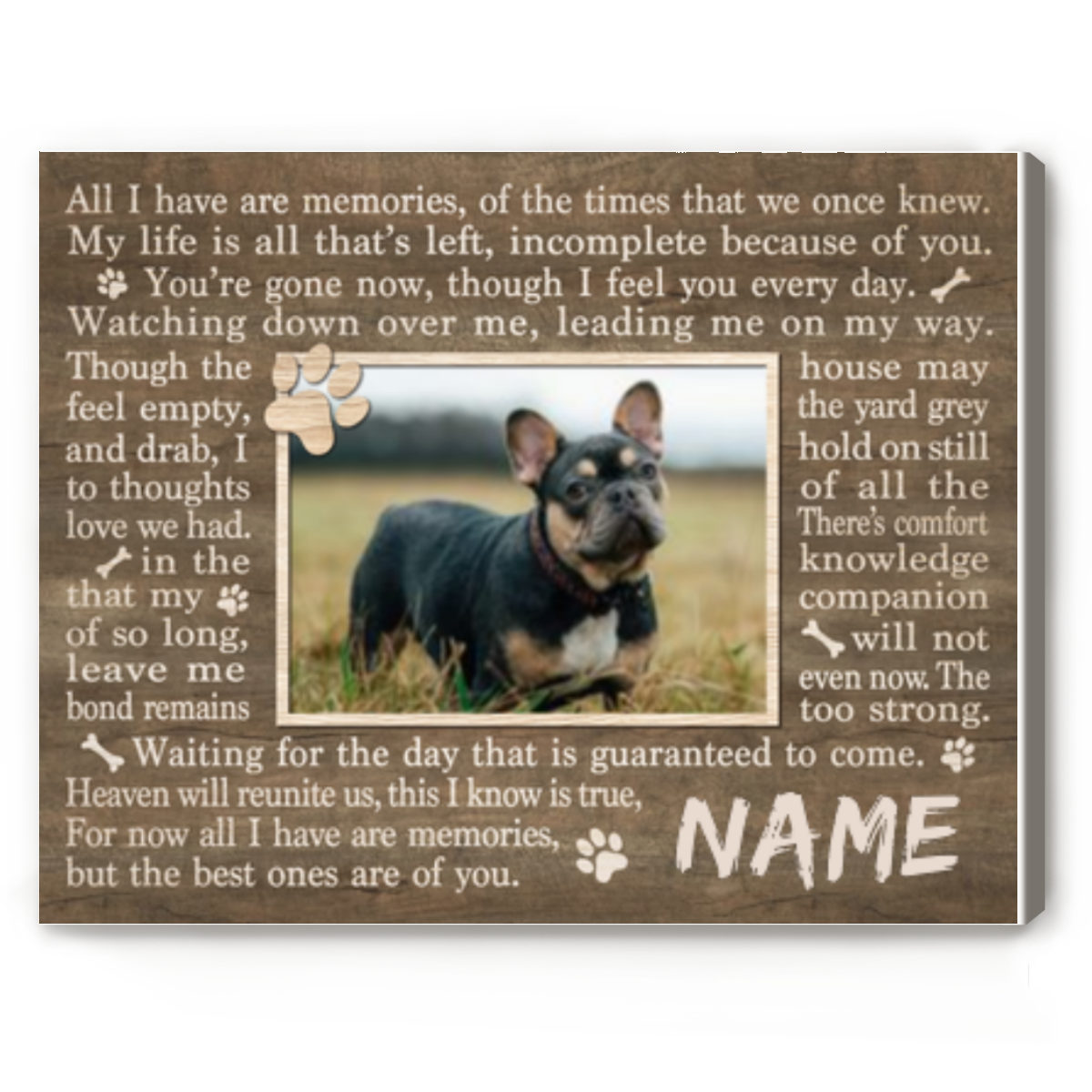 Custom Dog Memorial Photo Canvas, Dog Died Gift Personalized, Pet Loss ...