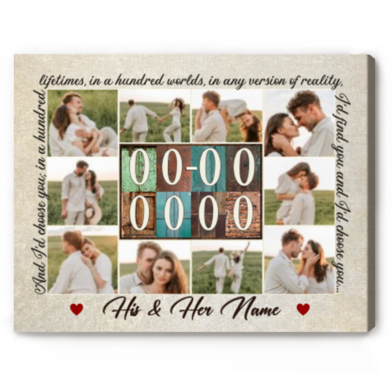 Engagement Date Keepsake Gift, Engaged Photos on Canvas, Personalised Engagement Gifts, Newly Engaged Gifts for Couple