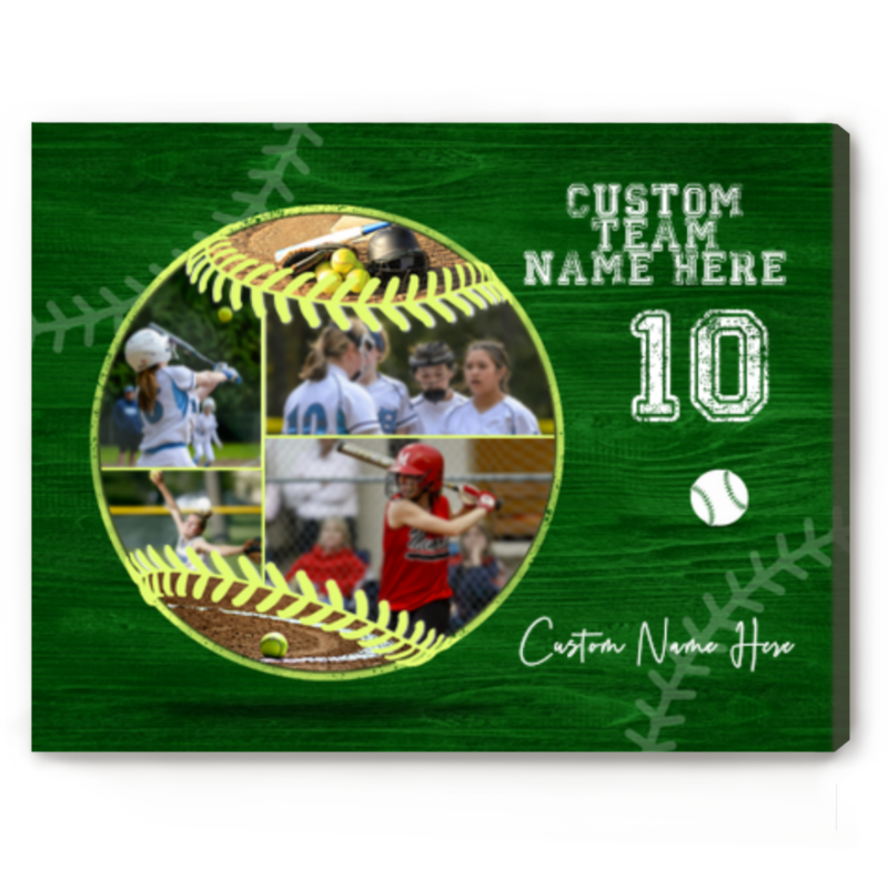 Custom Softball Picture Collage Canvas, Softball Senior Night Gift, Personalized Gift For Softball Player, Softball Gift For Girls