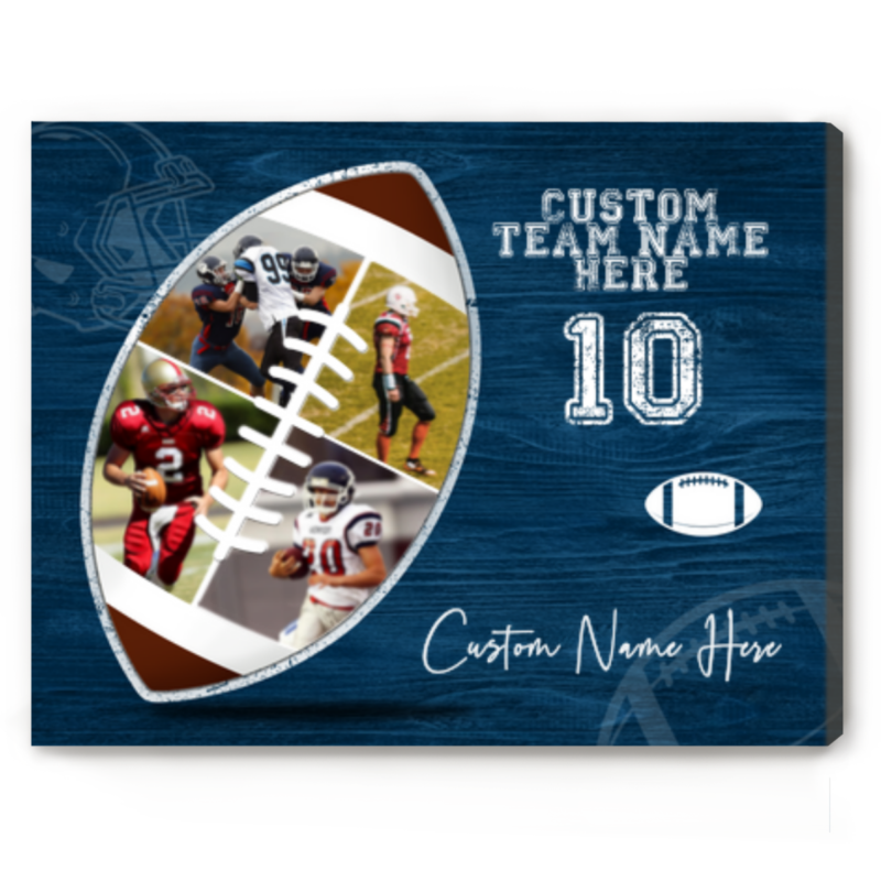 Custom Football Picture Collage Canvas, American Football Senior Night Gift, Personalized Gift For Football Player, Football Team Gift