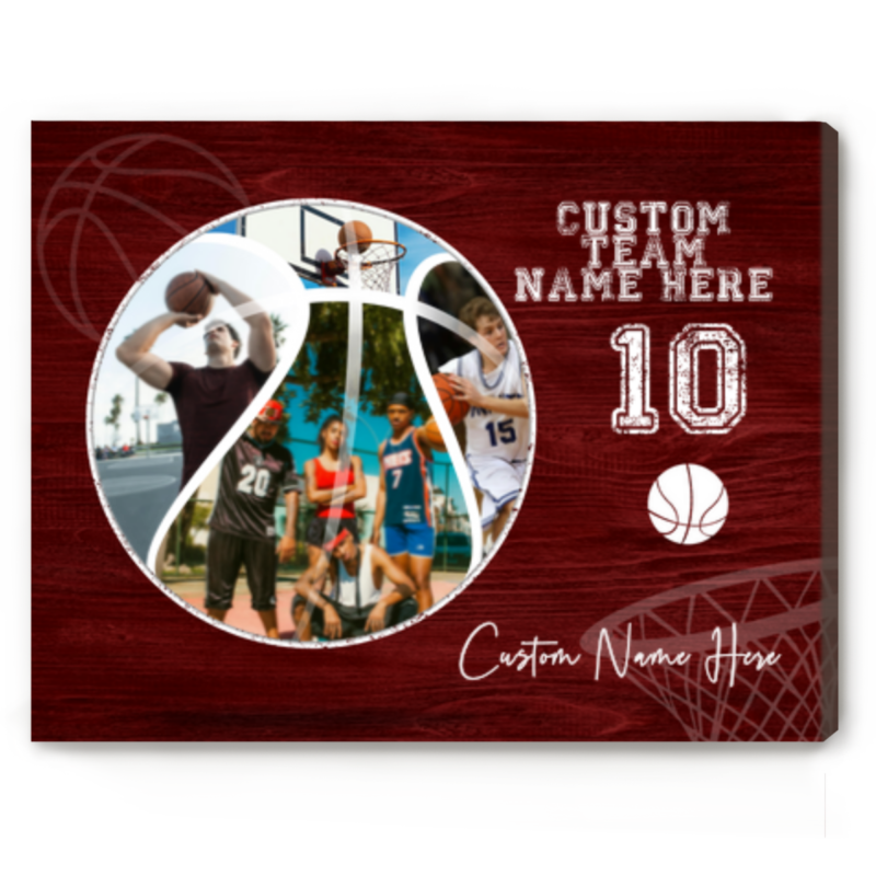 Custom Basketball Picture Collage Canvas, Basketball Senior Night Gift, Personalized Basketball Gift For Player, Basketball Team Gift