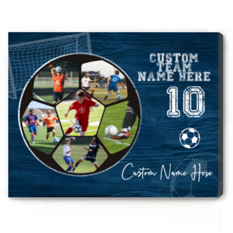 Custom Soccer Picture Collage Canvas, Soccer Senior Night Gift, Personalized Gifts For Soccer Players, Soccer Team Photo Gift