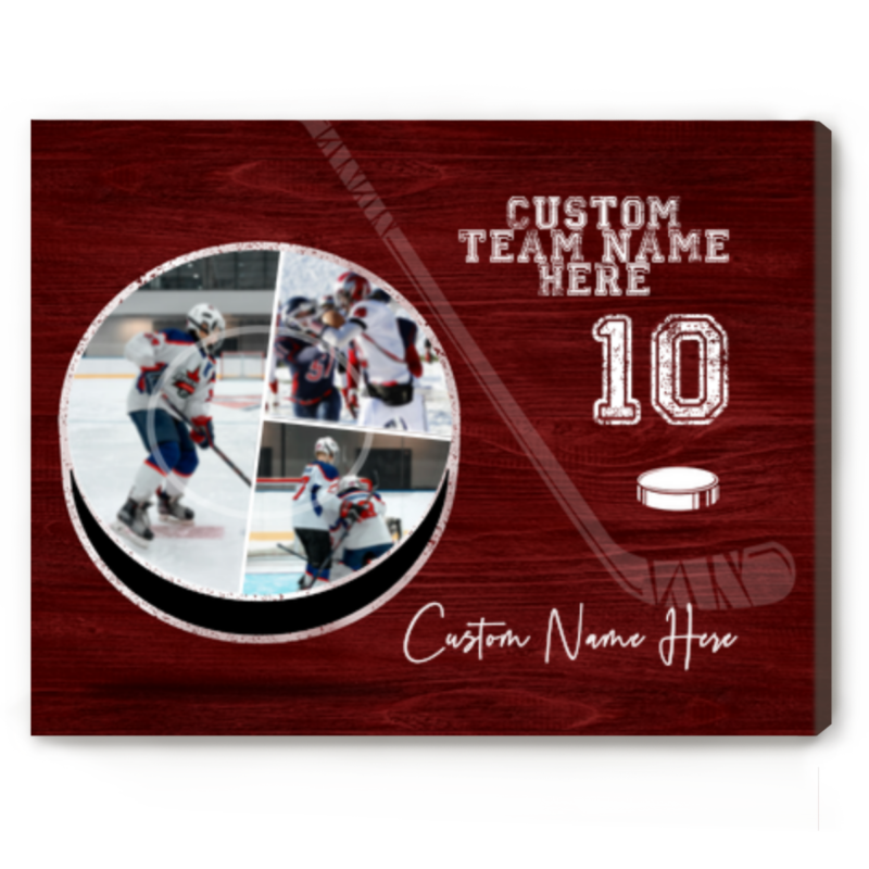 Custom Hockey Picture Collage Canvas, Field Hockey Senior Night Gift, Personalized Gifts For Hockey Player, 2026 Ice Hockey Photo Gift
