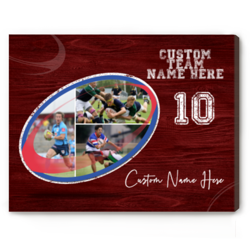 Custom Rugby Picture Collage Canvas, Personalized Senior Night Rugby Gift, Photo Gifts For Rugby Player