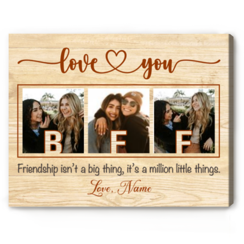 Personalized BFF Christmas Gift, Best Friends Custom Photo Canvas, Best Friends Forever Gift, Friendship Gift for Her, Bestie Birthday Gift