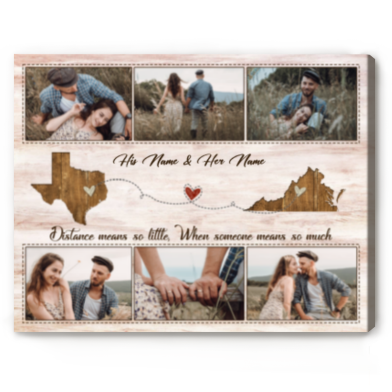 Personalized Gifts For Long Distance Couples, Long Distance Relationship Gift, Going Away Couple Gift, Custom Two Map Canvas Print