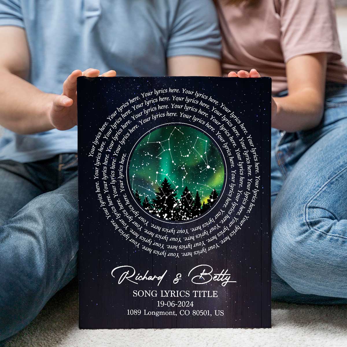 Custom Star Map And Spiral Song Lyrics Print, Personalized Song