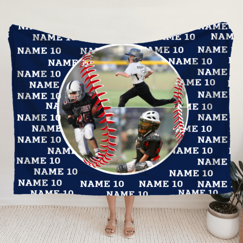 Personalized Name Baseball Blanket With Picture, Baseball Gifts For Boys Girls Teens, Baseball Senior Night Gift, Baseball Graduation Gift