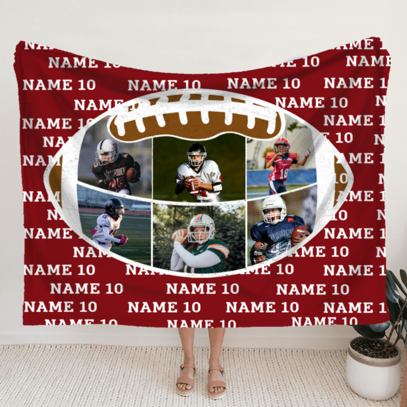 Personalized Name Football Blanket With Picture, Custom Football Gifts For Boy Girls, Football Graduation Gifts, Blanket For Football Player