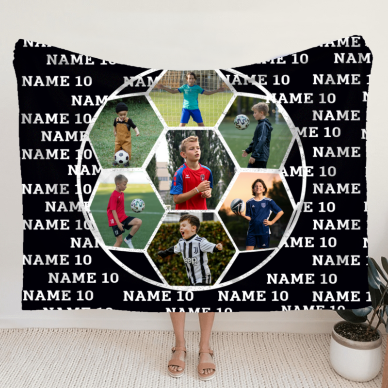 Personalized Name Soccer Blanket With Picture, Custom Soccer Gifts For Boys Girls Teen, Soccer Senior Night Gifts, Blanket For Soccer Player