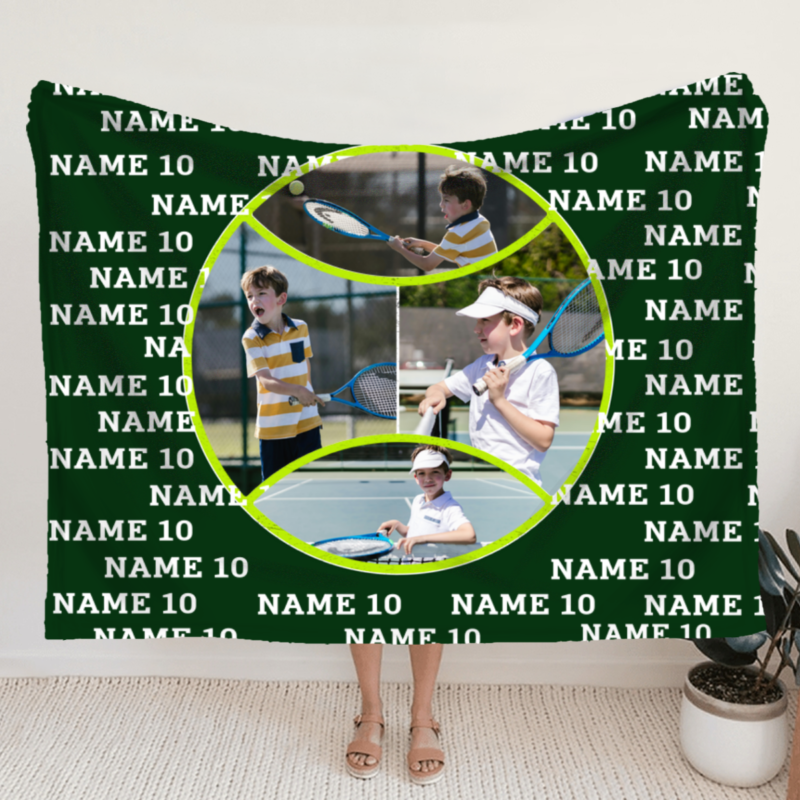 Personalized Name Tennis Blanket With Picture, Custom Tennis Gifts For Boys Girls Teen, Blanket For Tennis Player, Tennis Senior Gifts