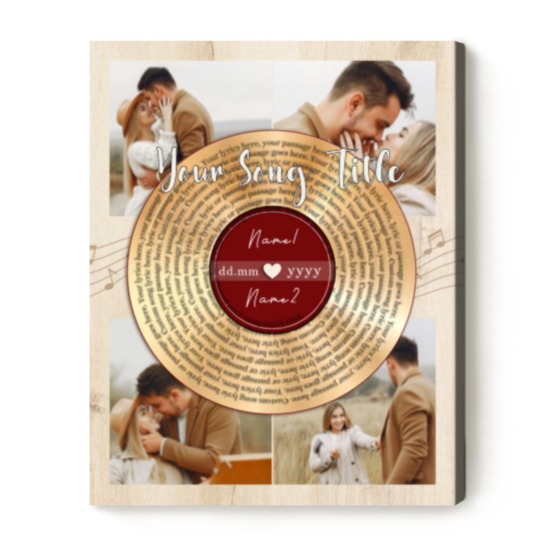 Custom Favorite Song Lyrics Vinyl Record Print With Photo, Wedding Song Lyrics Wall Art, Anniversary Gift For Wife Husband, Romantic Valentines Gifts