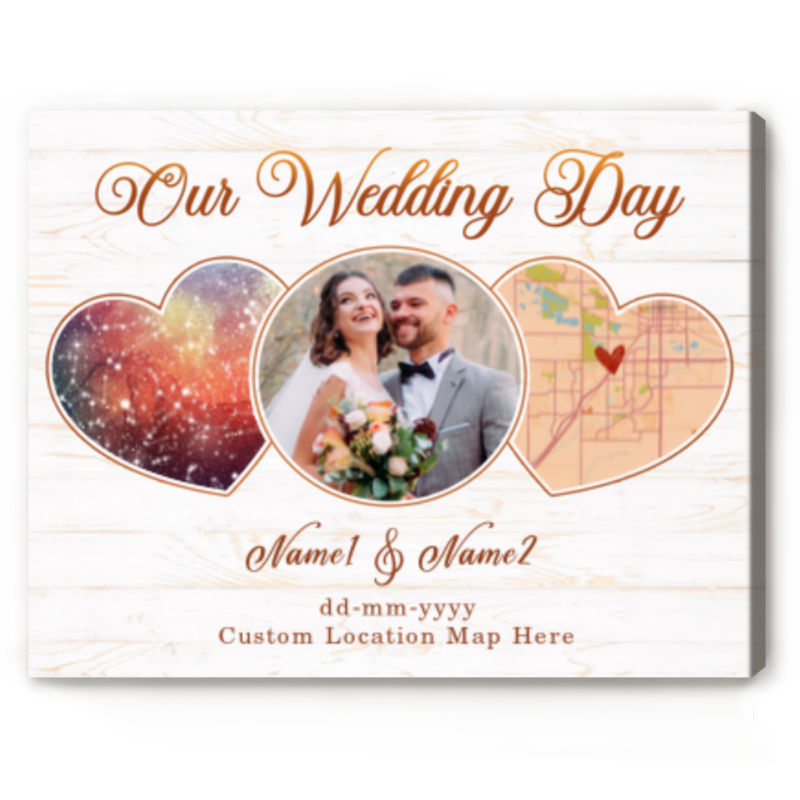 Custom Wedding Star Map With City Street Map Print, Personalized Wedding Gifts, Unique Bridal Shower Gifts, Our Wedding Day Canvas Prints