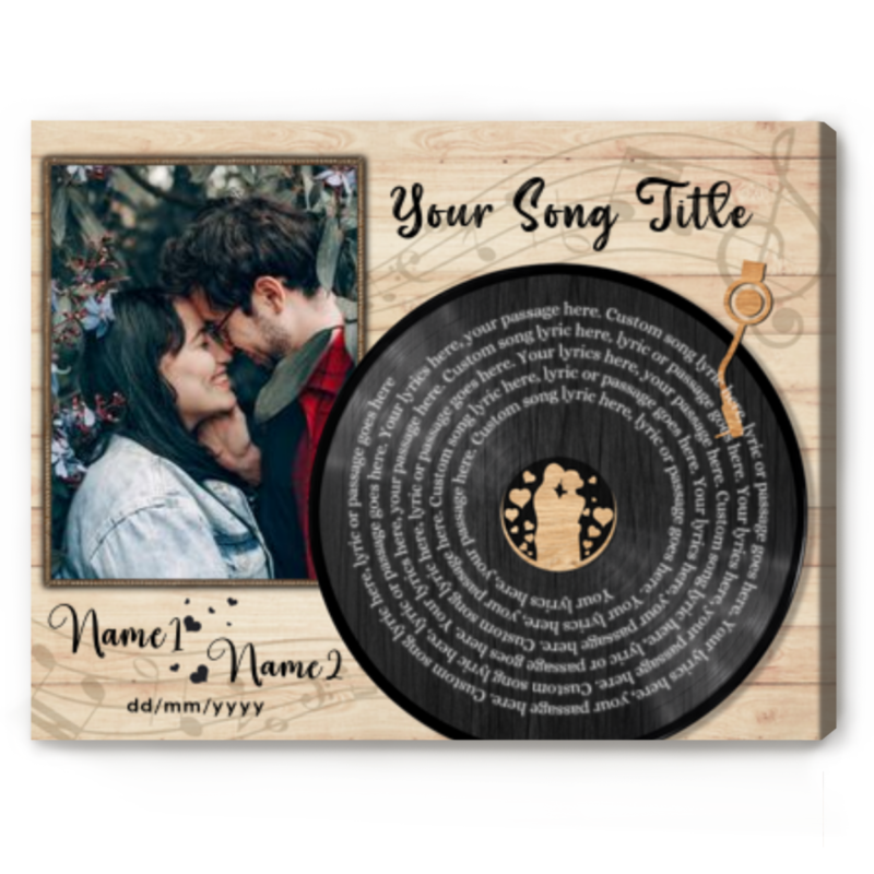 Custom Spiral Song Lyrics Vinyl Record Canvas, First Dance Song Wedding Gift, Song Lyric Picture Print, Anniversary Valentines Gift For Husband Wife