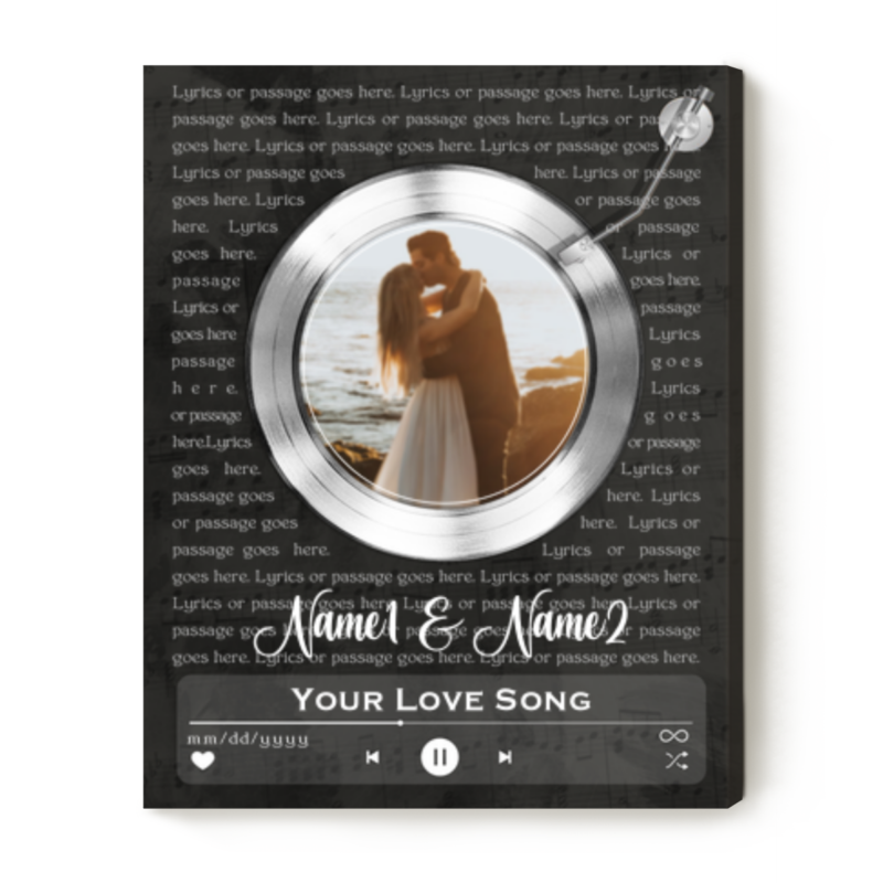 Custom Wedding Photo With Song Lyrics Canvas, Vinyl Record Song Lyrics Print For Him Her, First Dance Gifts, Personalized Wedding Valentines Gift