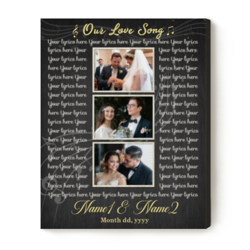 Custom Favorite Song Lyrics Wall Art From Your Photo, First Dance Song Lyrics Canvas, Valentines Wedding Anniversary Gift, One Year Anniversary Gift