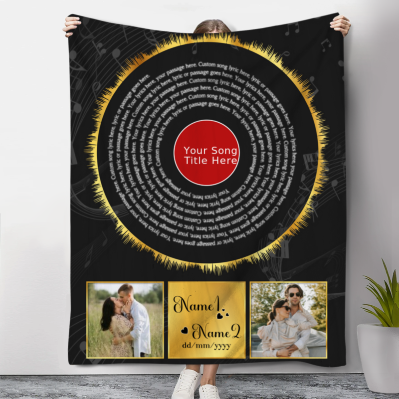 Spiral Song Lyrics Custom Blanket With Picture, First Dance Lyrics Blanket For Couple, Personalized Lyric Valentine Gift, Anniversary Gift For Husband
