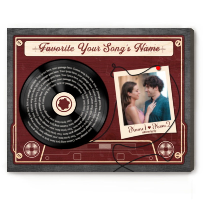 Custom Song Lyrics And Photo Cassette Tape On Canvas, Lyrics On Canvas Wall Art, Anniversary Valentines Song Gifts For Her Him, Gift For Couple