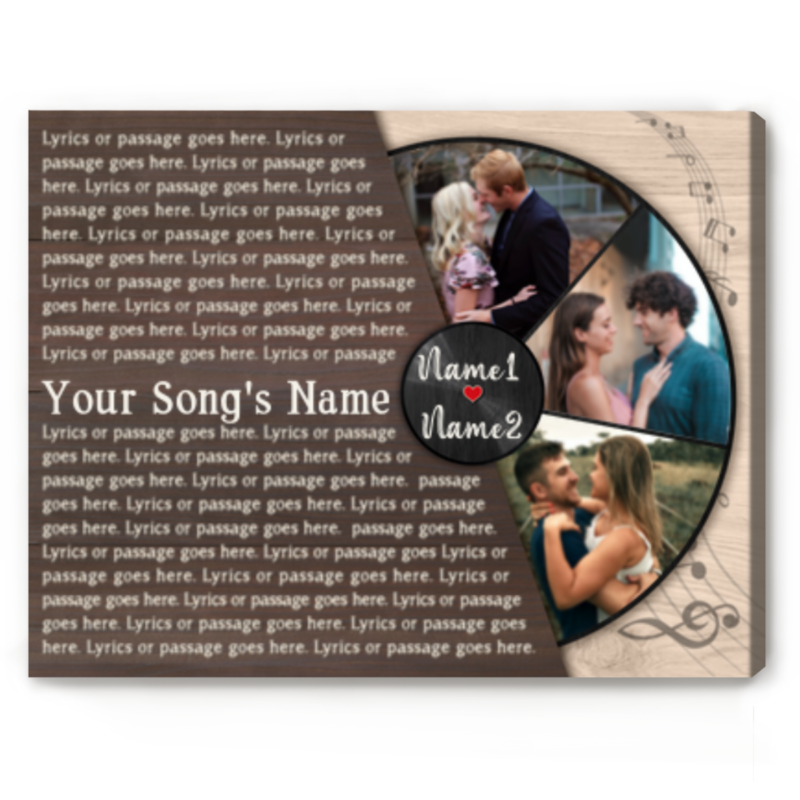 Custom Song Lyric Wall Art For Anniversary, Picture With Lyrics On Canvas, Personalized Valentines Gift For Husband Wife, Copper Anniversary Gifts