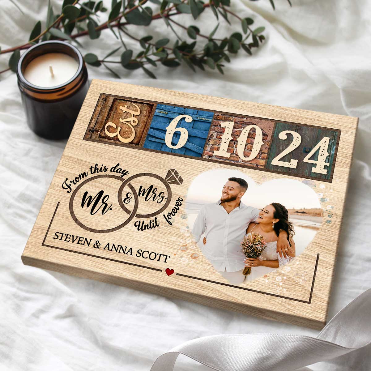 Personalized Wedding Gift For Couple, Wedding Date Custom Photo