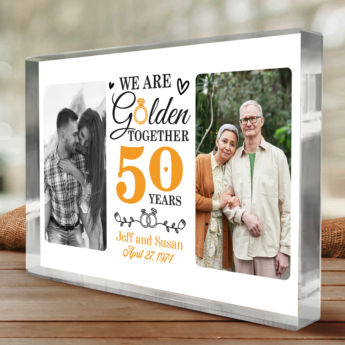 We Are Golden Together Personalized Photo Acrylic Block, Now And Then Golden  Anniversary Gifts, Unique 50th Wedding Anniversary Gifts For Parents - Best  Personalized Gifts For Everyone, image size:1200x1200