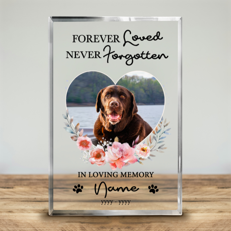Personalized Dog Sympathy Photo Acrylic Block, Forever Loved Dog Portrait Plaque, Loss of Pet Gift, Dog Photo Keepsake