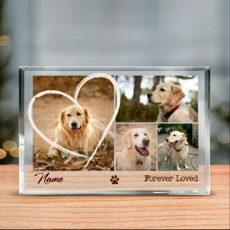 Forever Loved Custom Dog Photo Acrylic Block, Dog Memorial Keepsake, Gift For Losing Dog, Pet Loss Sympathy Present