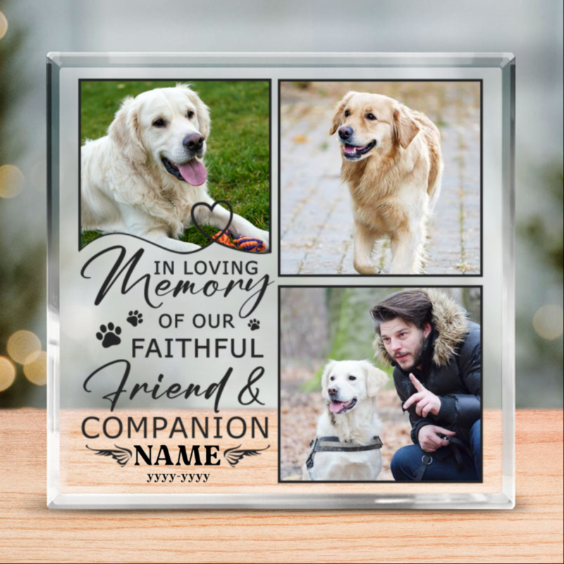 Dog Death Sympathy Gifts, Custom In Loving Memory Dog Photo Acrylic Block, Dog Passed Away Gift, Personalized Pet Memorial Gifts
