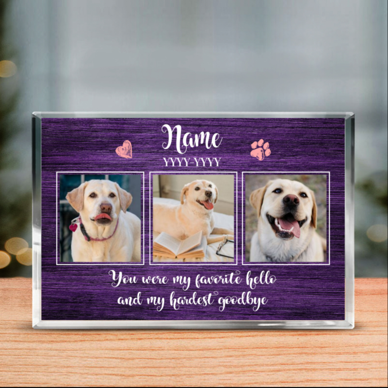 Personalised Pet Memorial Gifts, Custom Dog Loss Acrylic Photo Block, Dog Death Sympathy Gifts, Pet Remembrance Gift