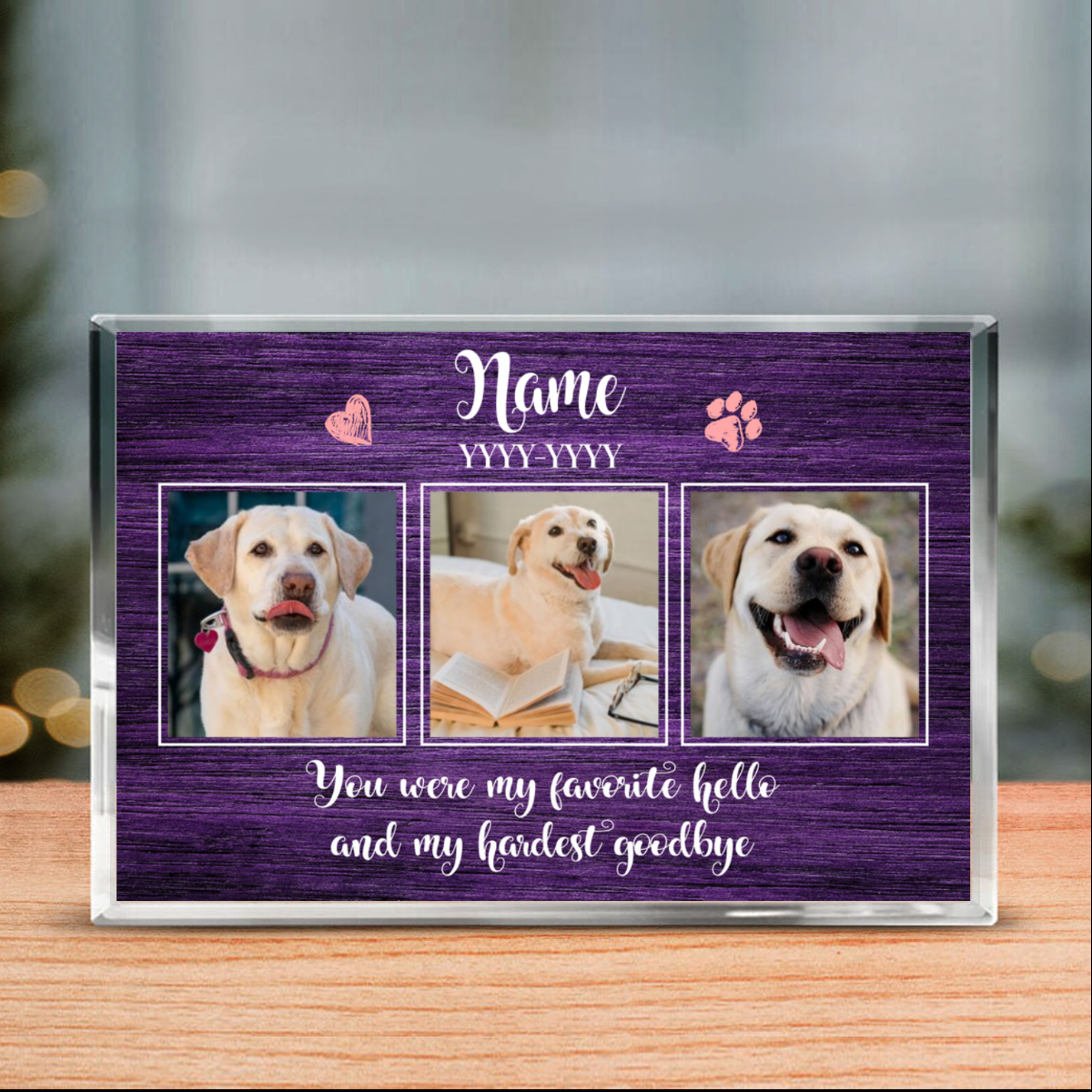 Personalised Pet Memorial Gifts, Custom Dog Loss Acrylic Photo Block