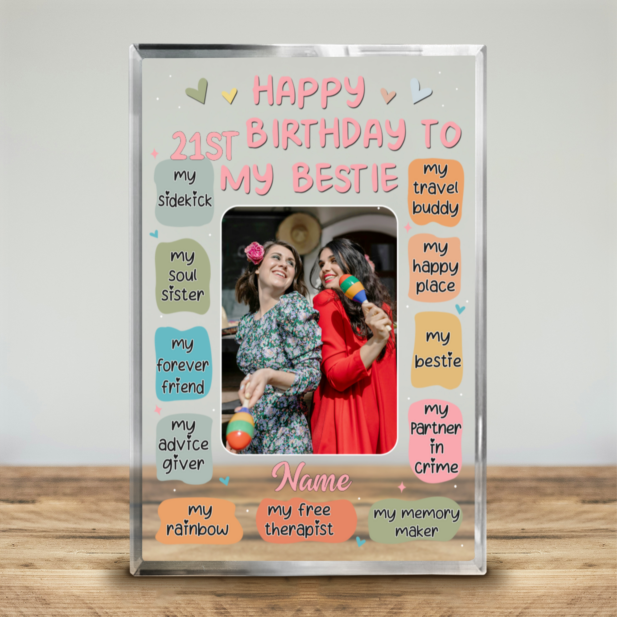 Happy Birthday To My Bestie Custom Picture Acrylic Plaque, Birthday Gifts  For Bestie, Birthday Gifts For Female Friends - 4x6 inches, image size:2000x2000