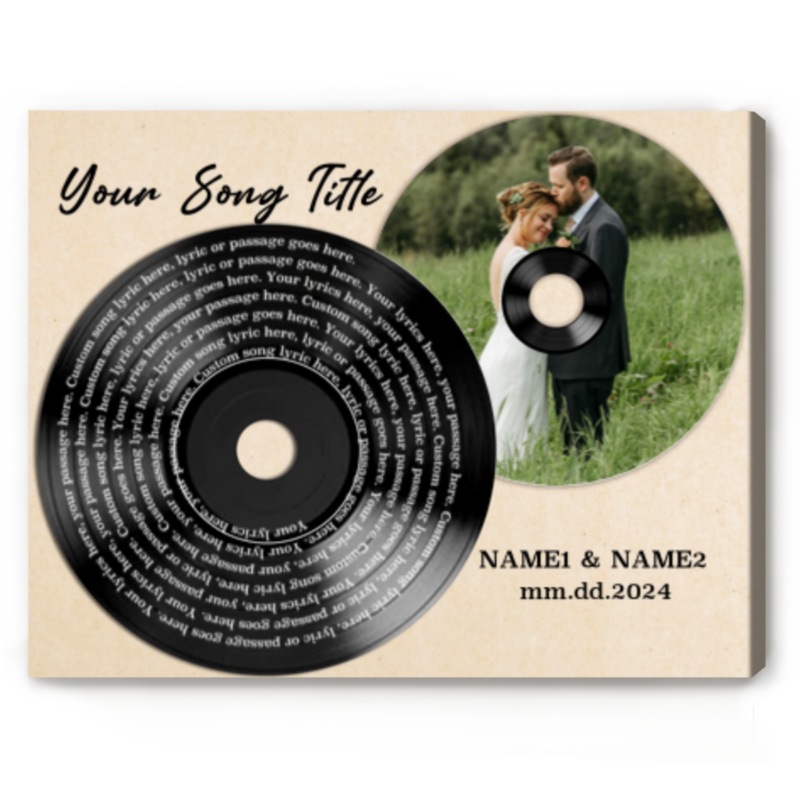 Custom Wedding Song Vinyl Lyrics Print With Picture, Personalized First Dance For Anniversary Gift, Valentines Day Gift For Husband Wife