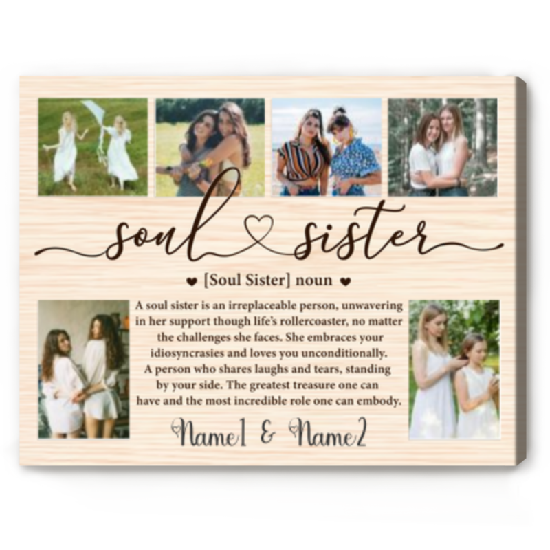 Soul Sister Custom Picture Canvas Print, Best Friend Christmas Gift, Friendship Gifts For Women, Bestie Birthday Gift