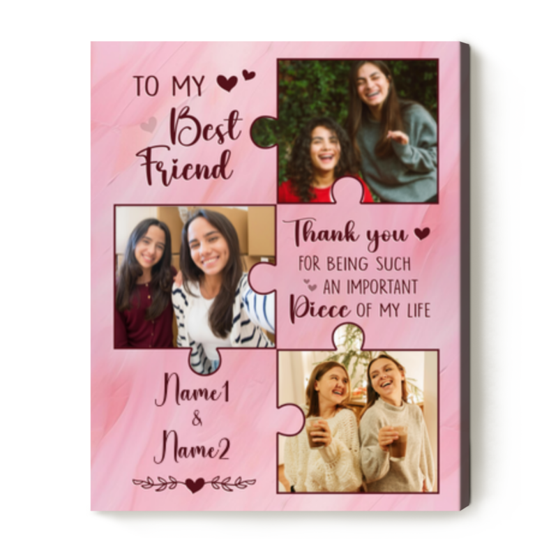 To My Best Friend Custom Picture Canvas, Personalized Friends Christmas Gift, Thank You Friend Gift