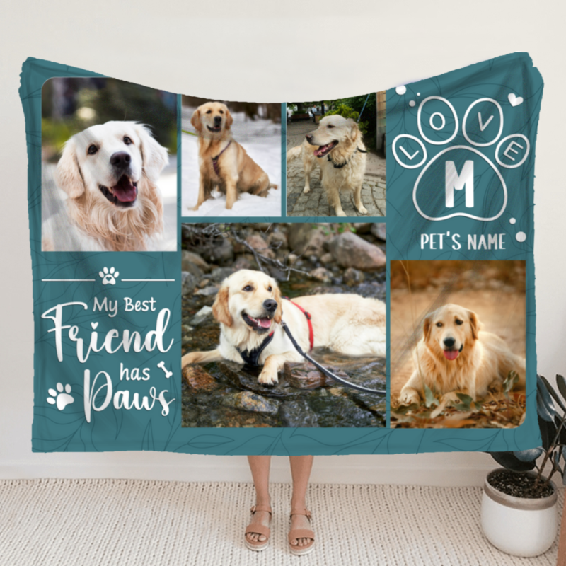 Personalized Dog Blanket With Photos, Christmas Gifts For Dog Lovers, Blankets For Dog & Cat Owners, Pet Lover Gifts