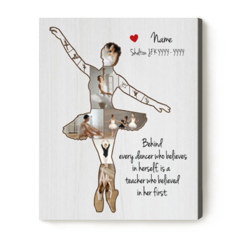 Custom Ballerina Photo Collage Canvas, Personalized Ballet Teacher Appreciation Gifts, Christmas Gift For Dance Teacher