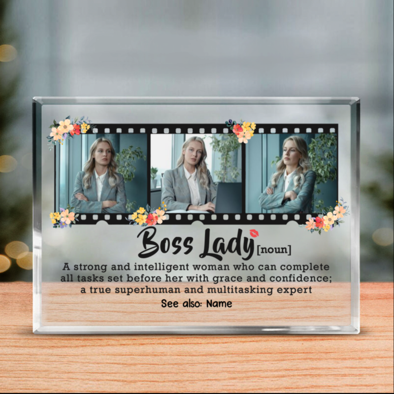 Boss Lady Definition Personalized Photo Acrylic Plaque, Boss Gift For Women, Christmas Gift For Female Manager, Boss Lady Gifts