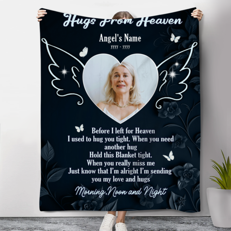 Personalized Remembrance Photo Blanket, Remembrance Memorial Blankets, Custom Bereavement Gift
