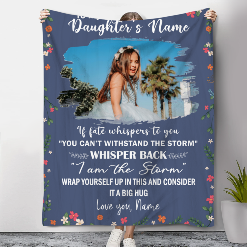 To My Daughter Custom Photo Blanket, Inspirational Gifts For Daughter From Mom Dad, Birthday Christmas Gift For Daughter
