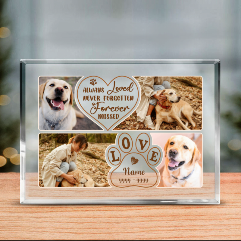 Custom Pet Loss Acrylic Photo Block, Always Loved Never Forgotten Forever Missed Dog Memorial Plaque, Pet Loss Gift, Dog Sympathy Gifts