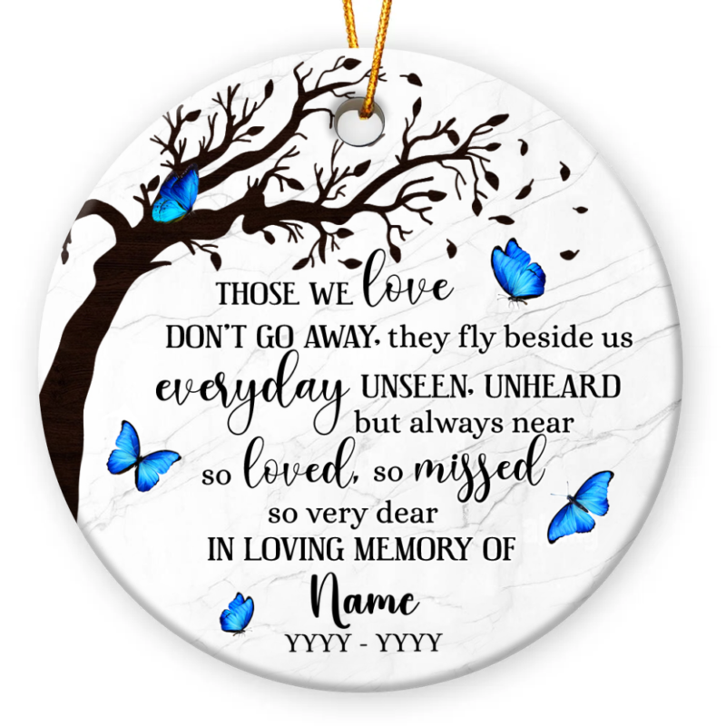 Custom Memorial Christmas Tree Ceramic Ornaments, Remembrance Gift, Memory Ornaments For Deceased