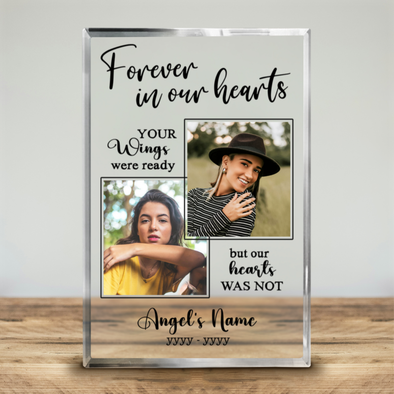 Personalized Memorial Photo Acrylic Block, Forever In Our Hearts Memorial Plaque, In Loving Memory Gift, Remember Photo Gift