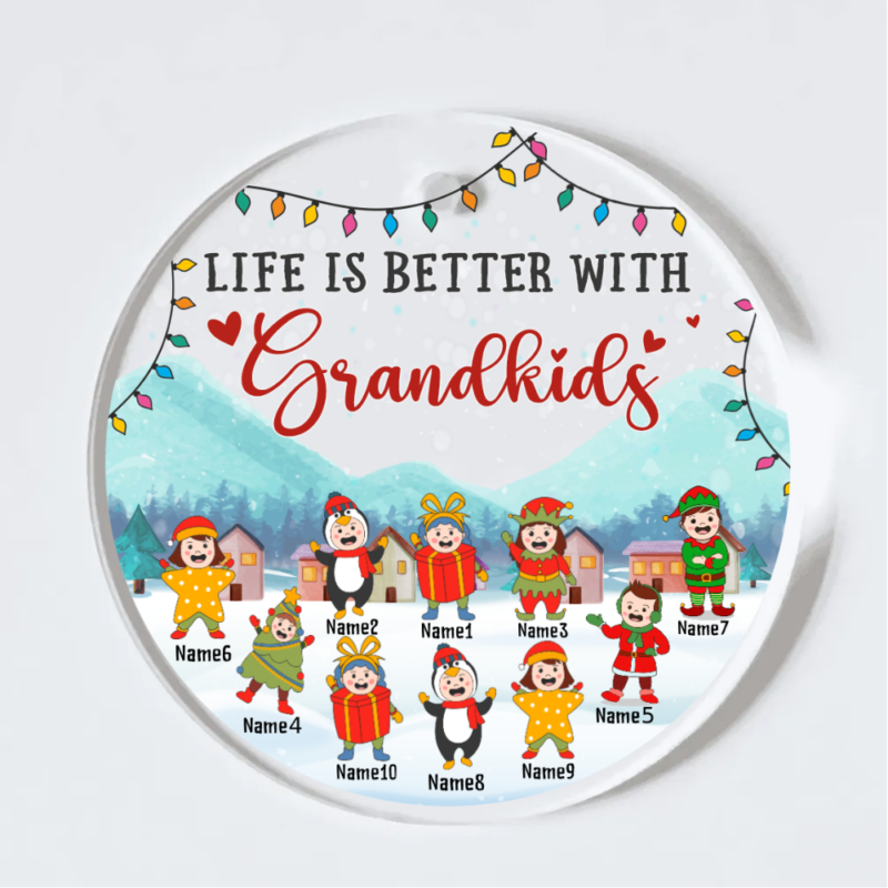 Life Is Better With Grandkids Christmas Ornament, Personalized Grandparents Christmas Ornament, Christmas Presents For Grandmother, Grandparent