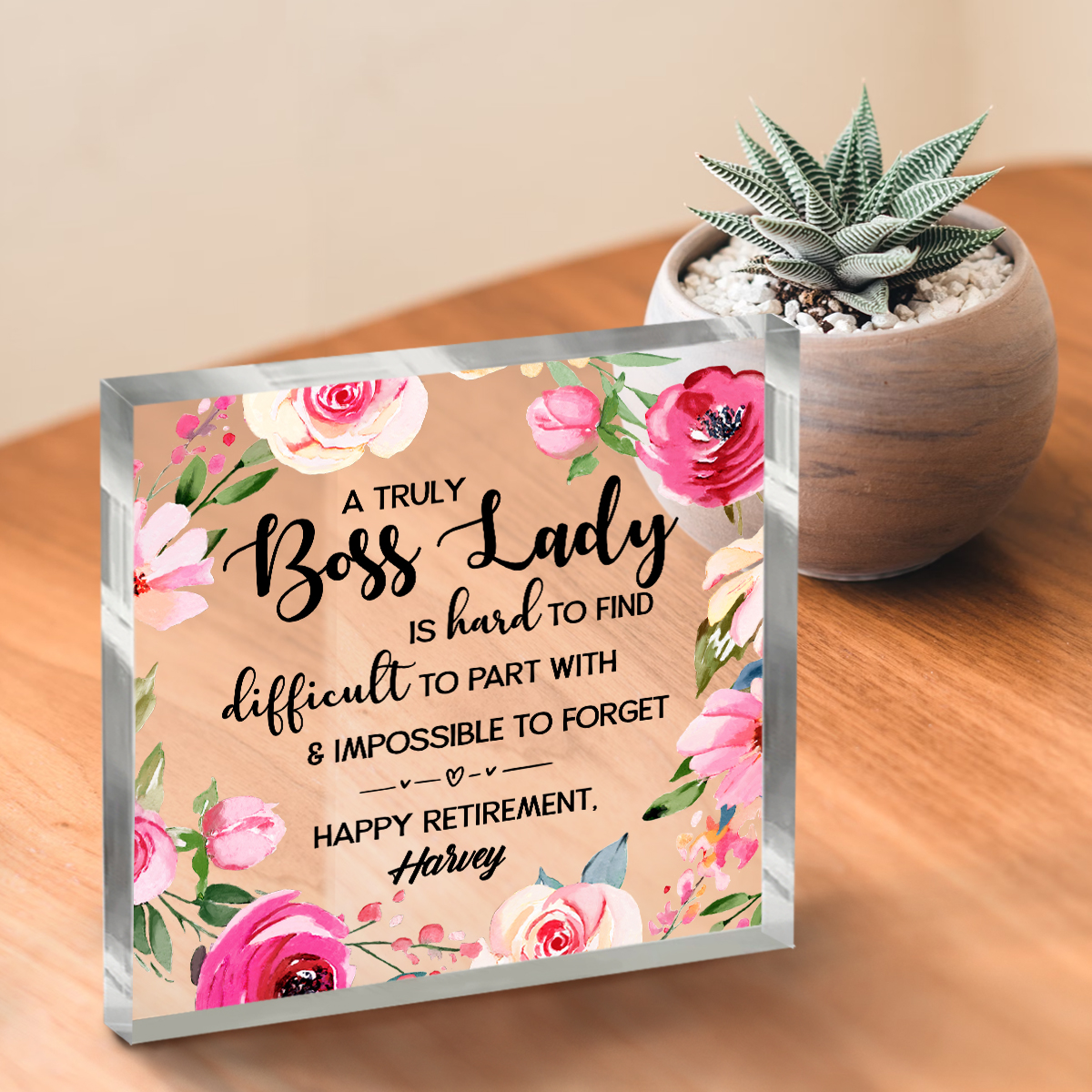 Custom Boss Lady Retirement Acrylic Plaque, Farewell Gift For Boss