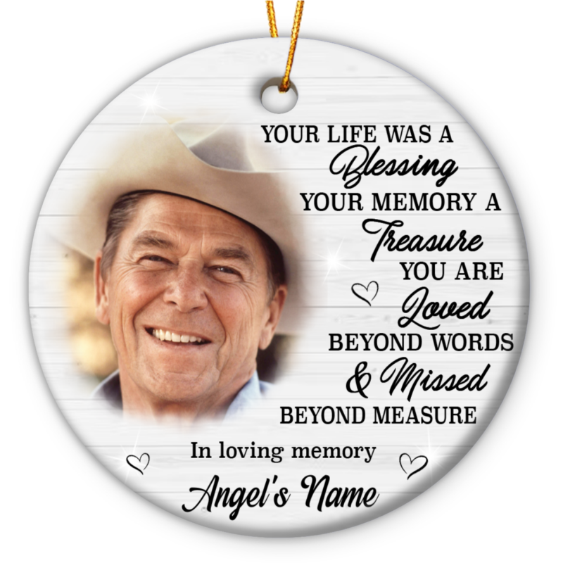 Your Life Was A Blessing Memorial Christmas Ornament, Personalized Memorial Photo Ornament, Christmas Keepsake Gifts, Sympathy Gifts